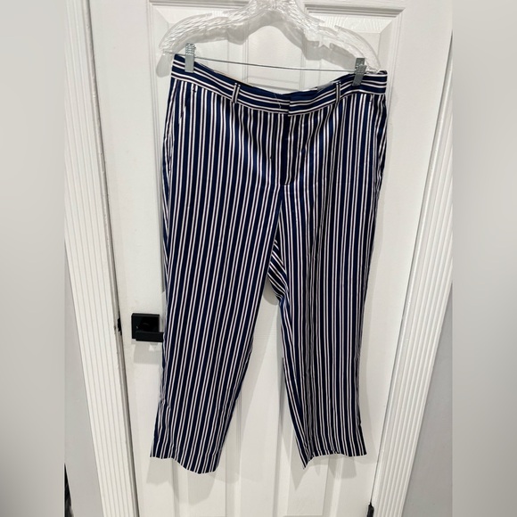 Banana Republic Pants - Banana Republic Blue and White Striped Shirt, Size:12, available in Petites